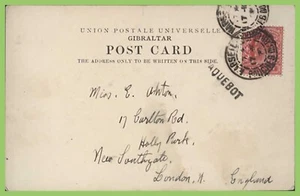 G.B. 1907 ? Kg Ed Vii 1d en Postal Gibraltar con Marsaille Paquetobt cancelar - Imagen 1 de 2