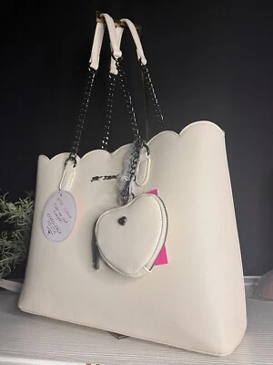 Betsey Johnson White XOTOTE-U Tote Shoulder Bag With Removable Heart Pouch NWT - Image 1 of 4