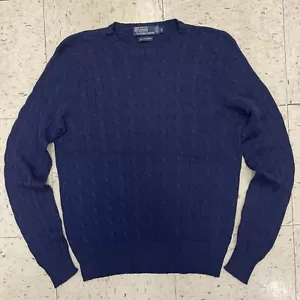 Polo Ralph Lauren Kaschmir Pullover Zopfmuster Rundhals Navy S - Bild 1 von 7