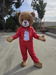 READY TO SHIP Lux Teddy Bear Red Tuxedo Mascot Costume - Picture 1 of 1