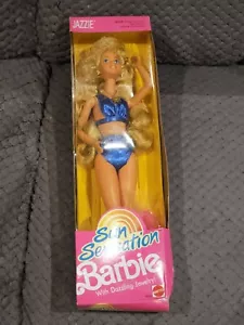 SUN SENSATION JAZZIE BARBIE DOLL 1991 MATTEL 5473 NRFB confezione ha qualche problema - Foto 1 di 7