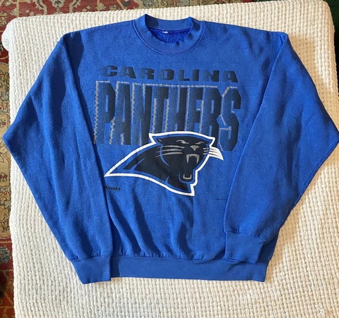 Vintage 1993 Carolina Panthers NFL Crewneck Sweatshirt Size L Big Spellout Artex Cover