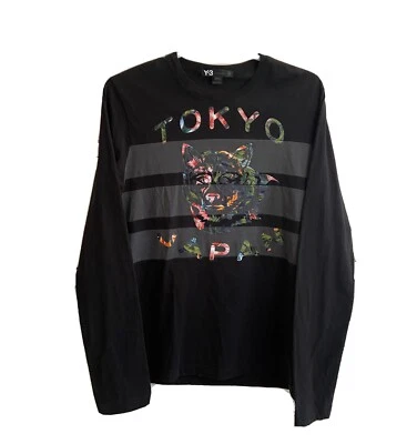 Y3 Yohji Yamamoto Size Medium Long Sleeve Shirt Black Multicolor RIN Graphic EXC - Image 1 of 4