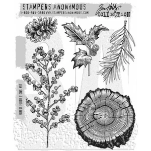 tim holtz Forest Floor 2 cms497 Stamp Set Stampers Anonymous pinecone branch - Picture 1 of 1