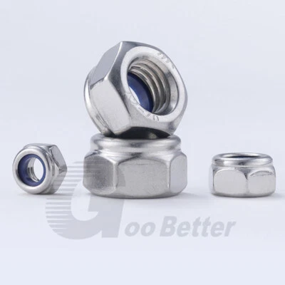 Linksgewinde Sicherungsmuttern Sechskantmuttern Nylon Stoppmuttern A2 Edelstahl - Bild 1 von 4