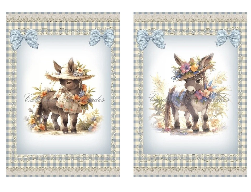 Lindos burros en sombreros un diseñador CONJUNTO MULTITALLA bloques de edredón de tela de algodón Foto 1 de 1