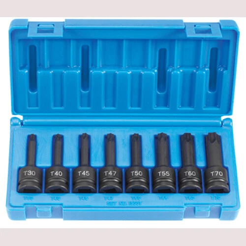 Grey Pneumatic 1300T 1/2" Drive 8 Piece Internal Star Impact Driver Set - Imagem 1 de 1