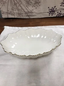 Lenox Bowl Ivory Gold Trim Gift Footed Bowl Veggie Teleflora Oval Centerpiece  - Picture 1 of 12