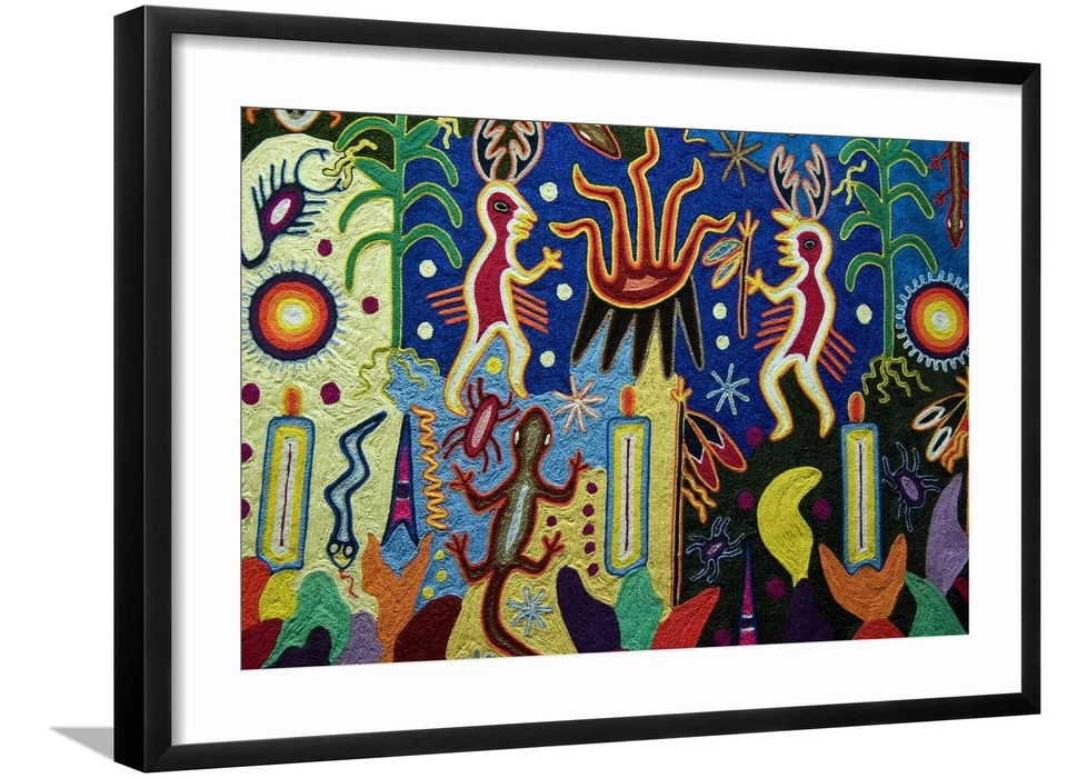 ART.COM Framed Wall Art Prints Huichol Art Detail National Museum of Anthro...