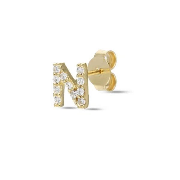 Mono Pendiente de Oro Amarillo 18k Letra N - Imagen 1 de 1