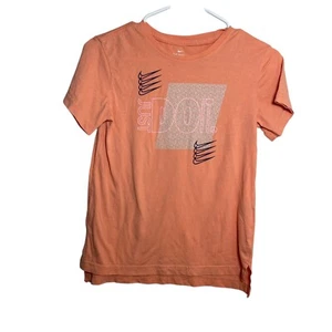 The Nike Tee Shirt Girl's Medium Orange Graphic Tee Crew Neck Shirt - Picture 1 of 7