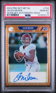 2024 Leaf PRO SET METAL Prizm Jalen Milroe Auto Gold Variant RC # 7 /10 PSA 10 - Bild 1 von 2