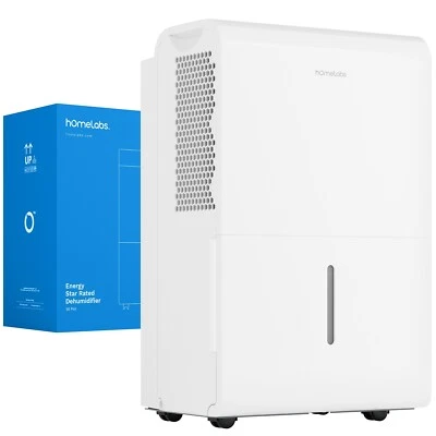 hOmelabs 50 Pint Wi-Fi Dehumidifier – Large Room Moisture Removal (4,500 sq ft)