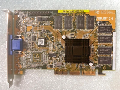 RARE ASUS AGP-V3800/16M PURE NVIDIA RIVA TNT2 AGP VGA CARD VGA ONLY MXB45 - Image 1 of 3