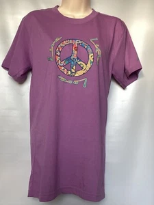 “Live Life Love” Peace Sign Women’s Vynil Graphic T-shirt Short Sleeve S Purple - Picture 1 of 4