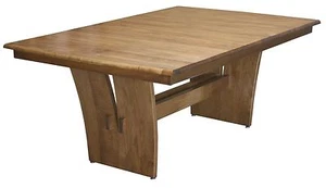 Amish Modern Contemporary Trestle Dining Table Solid Wood 42" x 72" - Picture 1 of 1