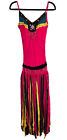 SUE WONG Maxi Dress Women’s 6 100% Silk Y2K Beaded Fringe Embellished V Neck