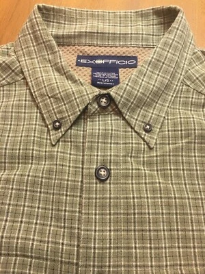 Exofficio Long Sleeve Shirt Mens sz L Button Down Camp Hike Travel Plaid - Image 1 of 4