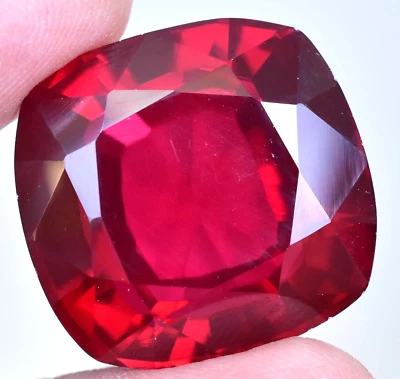 72.45 Ct Natural Mozambique Blood Red Ruby Cushion Certified Stunning Gemstone - Image 1 of 4