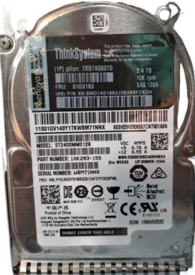 Lenovo 01GV183 2.4TB 10K SAS 12G 2.5" 512e SED 01GV182 HDD 7XB7A00070 - Image 1 of 3