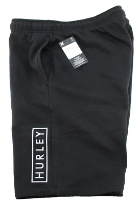 NUEVO CON ETIQUETAS HURLEY Talla Grande Negro/Plata Cosido Logo 3 Bolsillos Para Hombre Pantalones Cortos Polares Foto 1 de 4