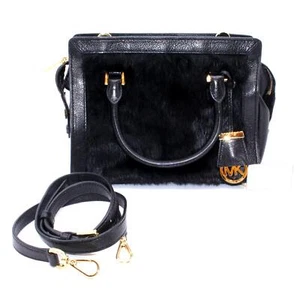 Michael Kors SATCHEL Rabbit Fur/ Calf Leather Shoulder Bag Purse - Picture 1 of 10