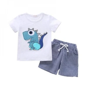 Toddler Baby Boy Summer Clothes Dinosaur Print T-Shirts & Shorts 2 PC Outfit Set - Picture 1 of 2
