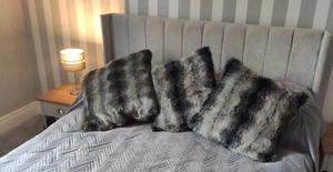 Luxury Grey Italian Wolf Deluxe Faux Fur Cushion Cover - Handmade - Pillow Case - Picture 1 of 3