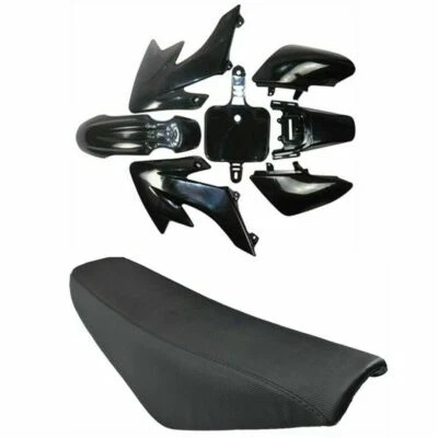 All Black Plastic Guard Fairing Fender Kit &Tall Seat for CRF50 CRF50F Trail SSR - Image 1 of 4