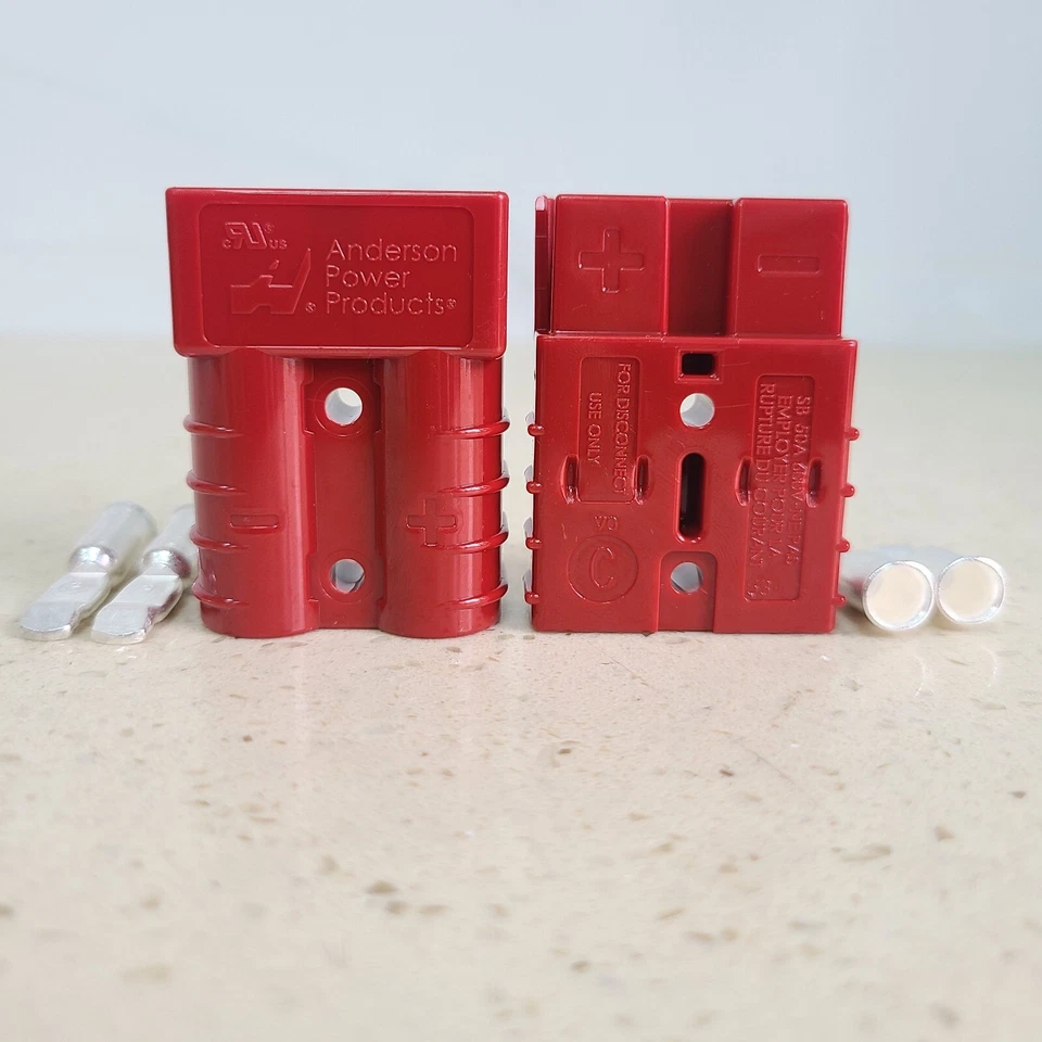 Genuine Anderson SB50 Connector Plug Kit, Red 2 Casings With 4 Terminals /6 AWG - Image 1 of 4