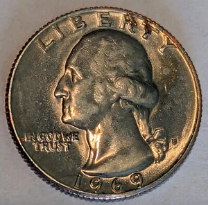 1969-D Washington Quarter MS Die Strike Error - Picture 1 of 3
