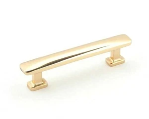 Tirador de gabinete de barra central de latón sin lacar Alno Cloud A252-35-PB/NL de 3-1/2" - Imagen 1 de 7