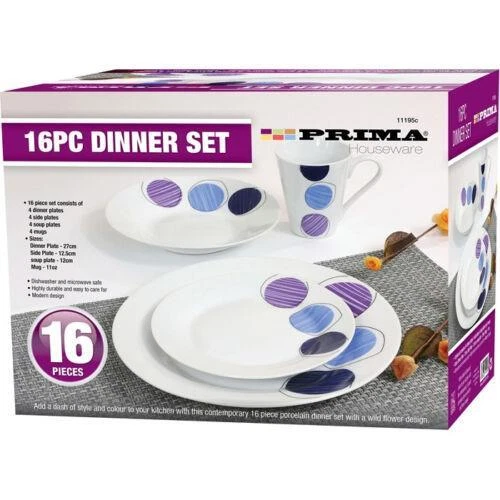 16PC Round Dinner Set Porcelain Dining Soup Plate Bowl Mug Dinnerware Purple - Image 1 of 1