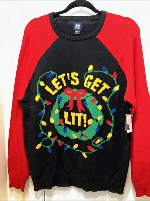 Suéter Feo Navidad "Let's Get Lit" Mujer/Hombre Route 66 Nuevo Con Etiqueta Talla M Foto 1 de 4
