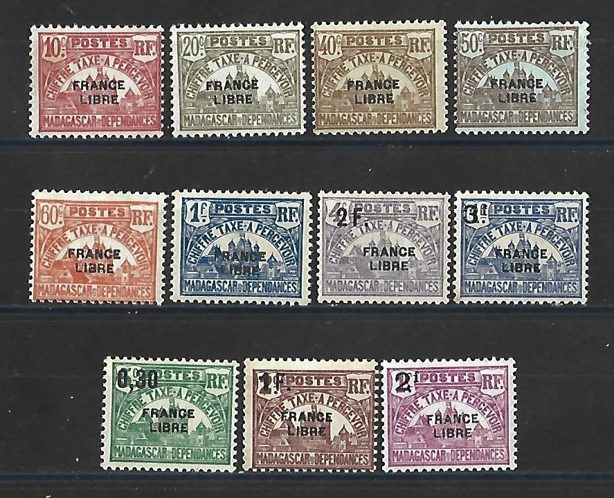 Французский МАДАГАСКАР 1942 полный набор 11 новых марок **. Франция бесплатно (9204) - Изображение 1 из 1