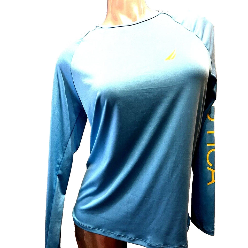 Top de mujer Nautica Periwinkle azul ropa deportiva manga larga talla mediana 8 10 Foto 1 de 4