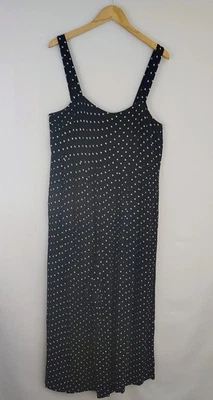 Madewell Woman's Black White Wide-Leg Jumpsuit in Polka Dot Size 14 Preppy - Image 1 of 4