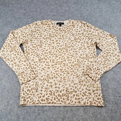 Banana Republic Sweater Womens Large Leopard Print Merino Wool Pullover - Image 1 of 4