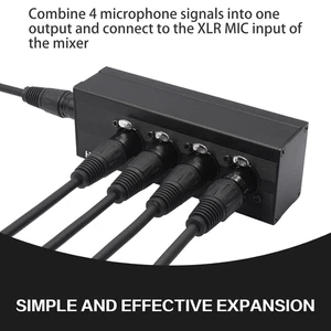 Divisor 3 pines XLR 1 macho a 4 hembra 4 vías XLR cuatro entradas una salida paralelo - Imagen 1 de 9