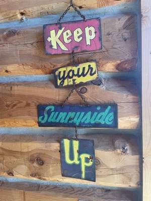 Vintage Sundance Catalog - Keep Your Sunny Side Up Sign w/Great Patina - Image 1 of 4