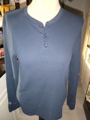 CAMISA JERSEY TÉRMICO BOTÓN SUPERIOR AZUL MARINO ANTIGUO TALLA GRANDE PARA HOMBRE Foto 1 de 3