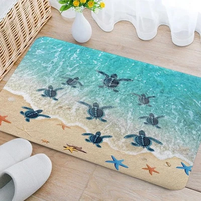 Alfombra de baño Turtle Ocean - Alfombra absorbente temática de playa de tortugas marinas para cocina, baño... Foto 1 de 3