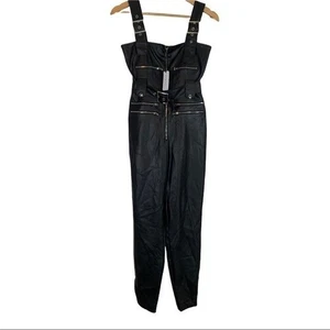 WeWoreWhat Faux Leather Catsuit Jumpsuit Overalls Black Size XS Womens NEW - Picture 1 of 13