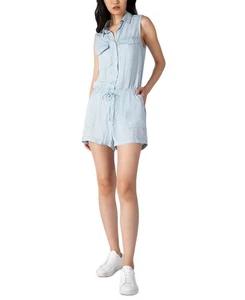 Mameluco utilitario de cinta negra para mujer (lavado con lejía, mediano) - Imagen 1 de 3