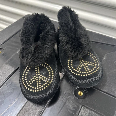 Zapatillas mocasín de gamuza pequeñas Lucky Brand 5/6 forradas de piel sintética negras Foto 1 de 4