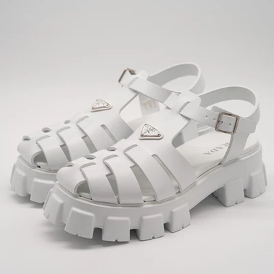 Sandalias de plataforma Prada Monolith Jage talla 12uk 13 EE. UU. goma blancas pescador Foto 1 de 4