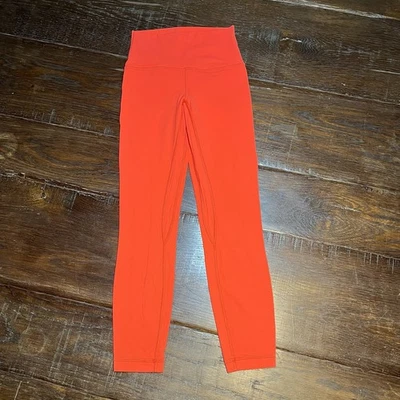 Lululemon 女式 Align 紧身裤橙色红色拉高腰标志 4 码 — 第 1/4 张图片