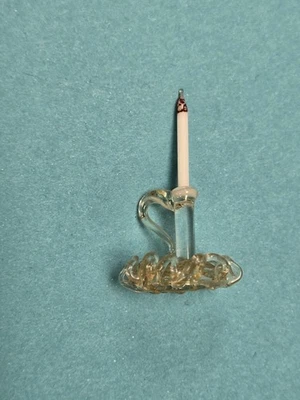 Castiçal antigo de vidro soprado para casa de bonecas em miniatura feito à mão 1:12  - Imagem 1 de 4