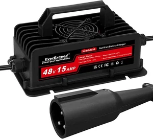 NEW! 15A 48V Golf Cart Battery Charger for Club Car with 3-Pin Round Plug - Bild 1 von 15