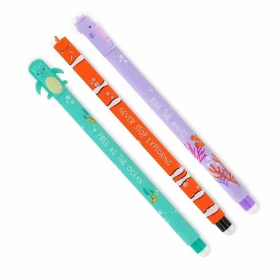 3Pack Löschbare Gel Stifte Under The Sea Seepferd Fisch Schildkröte BD - Bild 1 von 4